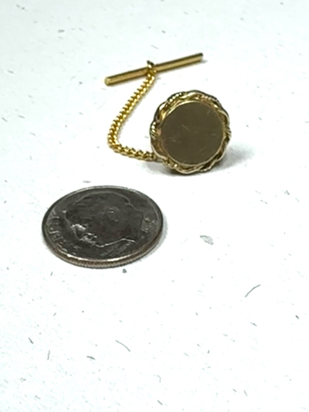 Vintage ANSON 12K Gold Filled (blank) Monogram Medallion Tie Tack/Lapel Pin - Picture 2 of 7